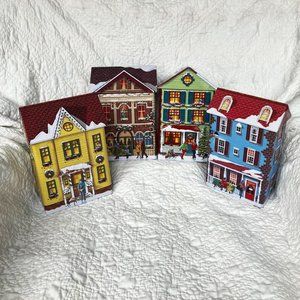 Set of 4 Christmas house tins